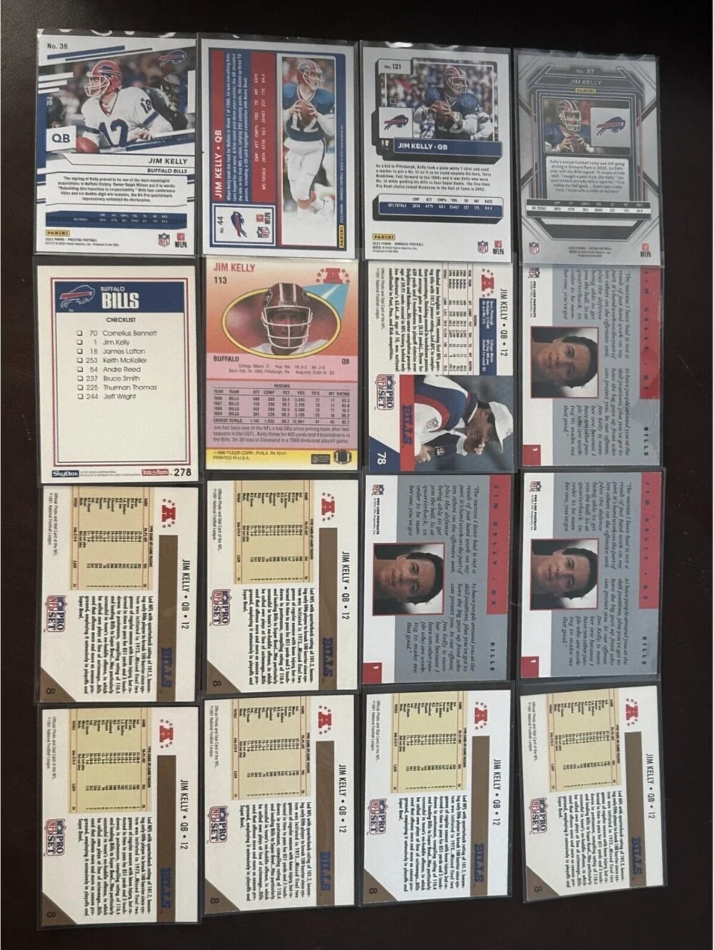 HOF BUFFALO BILLS QB JIM KELLY PANINI & VINTAGE COLLECTION 16 CARD NM LOT+INSERT
